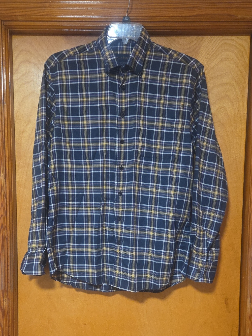 Scott Barber Men's Citton  Plaid Button-Down Shirt Size L